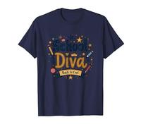School Diva Back to Cool Girls Student Queen Starry Lápices Camiseta, Hombre, Azul Marino, S