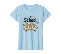 School Diva Back to Cool Girls Student Queen Starry Lápices Camiseta, Mujer, Azul Bebé, L