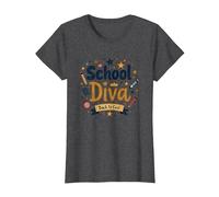 School Diva Back to Cool Girls Student Queen Starry Lápices Camiseta, Mujer, Jaspeado Oscuro, M