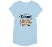 School Diva Back to Cool Girls Student Queen Starry Lápices Camiseta, Niñas, Azul Bebé, XS