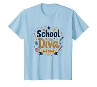 School Diva Back to Cool Girls Student Queen Starry Lápices Camiseta, Niños, Azul Bebé, 3 años