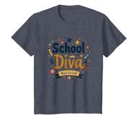 School Diva Back to Cool Girls Student Queen Starry Lápices Camiseta, Niños, Azul Jaspeado, 6 años