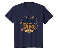 School Diva Back to Cool Girls Student Queen Starry Lápices Camiseta, Niños, Azul Marino, 8 años