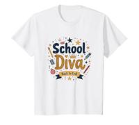 School Diva Back to Cool Girls Student Queen Starry Lápices Camiseta, Niños, Blanco, 6 años