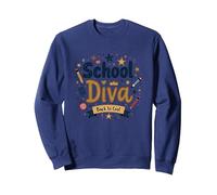 School Diva Back to Cool Girls Student Queen Starry Lápices Sudadera, Unisex para Adultos, Azul Marino, L