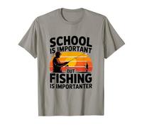 School is Important But Fishing is Importanter Cool Fishing Camiseta