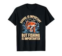 School is Important But Fishing is Importanter Cool Fishing Camiseta