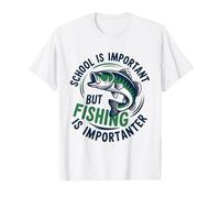 School is Important But Fishing is Importanter Cool Fishing Camiseta