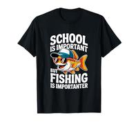 School is Important But Fishing is Importanter Cool Fishing Camiseta