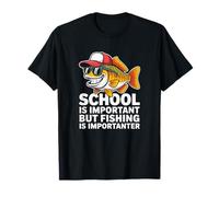 School is Important But Fishing is Importanter Cool Fishing Camiseta