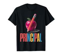 School Leader Principal Apple Design Retro Educator Camiseta