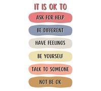 School Mental Health Poster It Is Ok To Positive Affirmations Wall Art for Therapy Counselor Office Classroom(Unframed,08x12inch(20x30cm))