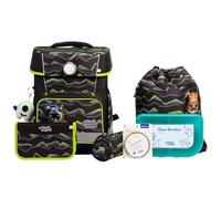 SCHOOL-MOOD Champion Pro - Juego de mochila escolar (7 piezas, 21,5 L, sistema ergonómico Easy Fit para 1 m hasta 1,50 m de altura, estable, tejido impermeable con reflectores), Finn Panther, Mochila