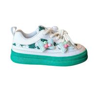 School Shoes for Girls Kids Cute Platform Sports Running Shoes Little/Big Girls Thick Sole Sneakers Breathable Soft Walking Tennis Trainers Lace up Mesh Non-Slip Chunky Trainer