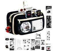 School Stationery Set - Black Cat Pencil Case, Multi-Purpose Storage For Writing Tools | Ideal for Students, Teens, Adults, Artists, Study Desk, Home Office, Planners, Collectors, Animal Enthusiasts