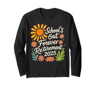 School's out Forever Retirement Jubilado 2025 Retro Floral Manga Larga