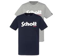 Schott NYC Herren Tspklogo - Camiseta, Azul, XL