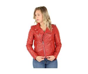 Schott NYC LCW1601D, Chaqueta para Mujer, Rojo, L