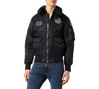 Schott NYC OHARAVINTRS - Chaqueta de piloto con insignias y COL de piel sintética, extraíble, color negro, M adulto