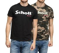 Schott NYC TS01MCLOGO, Camisa, Hombre, Multicolor (Camokaki/Black Camokaki/Black), L