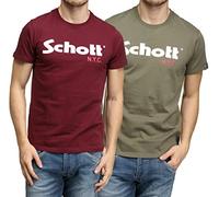 Schott NYC TS01MCLOGO, Camisa, Hombre, Multicolor (Kaki/Bordeaux Kaki/Bordeaux), S