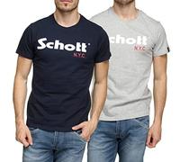 Schott NYC TS01MCLOGO, Camisa, Hombre, Multicolor (Navy/Grey Navy/Grey), XXL