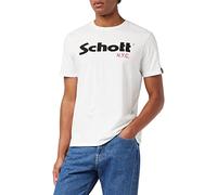 Schott NYC TS01MCLOGO, Camisa, Hombre, Multicolor (White/Black White/Black), L
