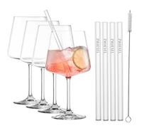 SCHOTT ZWIESEL After Work Goblets, juego de 4 copas de cóctel, 4 pajitas de cristal y 1 cepillo de algodón, vasos de cristal Tritan aptos para lavavajillas, Fabricadas en Alemania (art. nº. 124685)