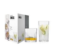SCHOTT ZWIESEL Juego de vasos Stage (set de 8), 4 vasos largos rectos y 4 vasos de whisky con relieve, vasos de cristal aptos para lavavajillas (nº art. 121882)