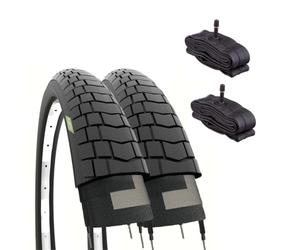 Schrader - Juego de 2 neumáticos de 20 x 1,95 (50 - 406) + cámaras de Aire con válvula Americana para Bicicleta BMX Free Style