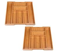Schramm® 2 piezas cubertero de bambú para cajones de tamaño ajustable 30-48x46x5 cm Inserto de cajón Inserto de cajón 5-7 compartimentos Inserto de cubiertos Organizador de cocina