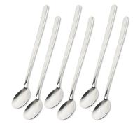 Schramm® 6 o 12 unidades de cucharas para latte macchiato seleccionables en negro, plata u oro Cuchara para huevos Cuchara para té Cuchara para servir café, Color:silber, Número:6 Stück