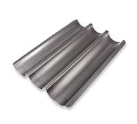 Schramm® Bandeja para baguettes con revestimiento antiadherente para 3 baguettes 38,5 x 28,5 cm Lata de baguettes Bandeja de horneado para baguettes Bandeja de horneado para pan