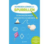 Schreiben lernen mit Spurrillen - Schwungübungen und erstes Schreiben: Schreibblock mit vorgeprägten Linien für Vorschulkindern ab 5 Jahren