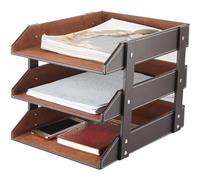 Schreibtisch-Organizer aus Leder,Briefablage A4,stapelbarer Büro-Aktenordner,Dokumentenfach für Akten,Ordner,Briefpapier,Zeitschriften,Post,Zuhause,Schreibtischorganisation,Halter,Braune