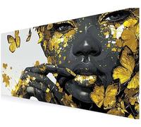 Schreibtischunterlage, Gaming Mauspad 700x300x3 mm, Mousepad XXL, Mauspad Groß Mit Gelkissen Gaming Zubehör, Rutschfeste, Schreibtischmatte Büro und Zuhause, Office Desktopschutz (Gelbe Frau) V-779