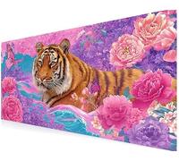 Schreibtischunterlage, Gaming Mauspad 800x400x3 mm, Mousepad XXL, Mauspad Groß Mit Gelkissen Gaming Zubehör, Rutschfeste, Schreibtischmatte Büro und Zuhause, Office Desktopschutz (Blumen Tiger) V-752