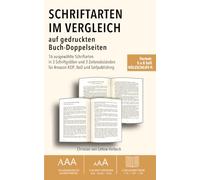 Schriftarten im Vergleich auf gedruckten Buch-Doppelseiten: 16 ausgewählte Schriftarten in 3 Schriftgrößen und 3 Zeilenabständen für Amazon KDP, BoD ... Holzschliffpapier (Der KDP Schrift-Test)