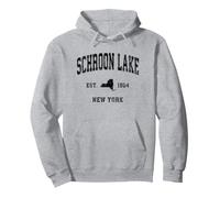 Schroon Lake New York NY Vintage Atlético Negro Deportes Desig Sudadera con Capucha