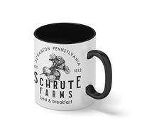 Schrute Farms Jumper Sweatshirt Funny The US Office Dwight Beets Michael Scott Blanca taza de café con RIM Negro y manija Mug