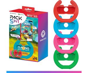 Schtroumpf Kart Spel (Downloadcode) + Set van 4 Stuurwielen vo (Nintendo Switch)