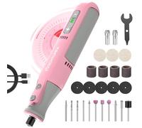 Schtumpa Herramienta rotativa rosa, herramienta giratoria inalámbrica de 8 V con batería de 2.0 Ah, kit de herramientas giratorias con correa de lijado mejorada, 25 accesorios de herramientas