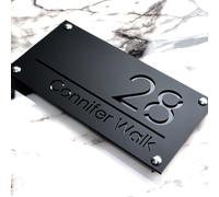SCHUANGZHAN Letrero de número de casa exterior personalizado 3D flotante con número residencial para exteriores, dirección de calle, pared, habitación, nombre, puerta, letrero decorativo (negro)