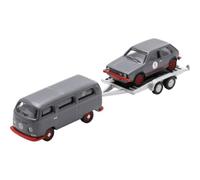 Schuco VW T2 Bus con Remolque y VW Golf I GTI 1:87 - Modelo Die-Cast de colección H0