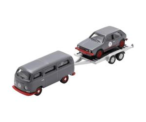 Schuco VW T2 Bus con Remolque y VW Golf I GTI 1:87 - Modelo Die-Cast de colección H0