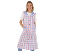 Schuerzenfabrik Delantal con botones para mujer, tejido mixto, a cuadros, sin brazo, delantal de cocina, Diseño 12, 44