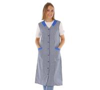 Schuerzenfabrik Delantal con botones para mujer, tejido mixto, a cuadros, sin brazo, delantal de cocina, Diseño 11, 48