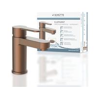 Schütte 34213 Elephant 34213, Grifo Mezclador para Lavabo (Incluye válvula de desagüe para Cuarto, excéntrico emergente, Grifo de baño de Cobre Mate