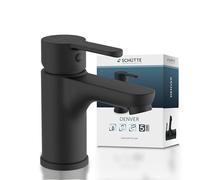 Schütte 44106 Grifo Mezclador, válvula emergente, Monomando para Lavabo, Color Negro Mate