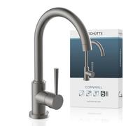 Schütte 79162 Cornwall-Grifo (función de Ahorro de energía, Giratorio 360°, Ideal también para fregaderos Dobles, Grafito Mate)